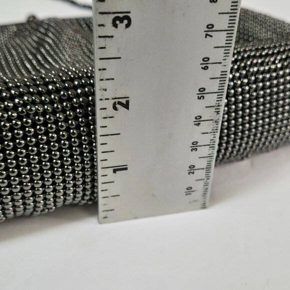 Vintage Talbots Black Beaded Evening Purse With Ornate Metal Frame & Chain Strap - Picture 9 of 10